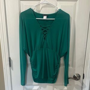 VENUS Teal Long Sleeve Blouse